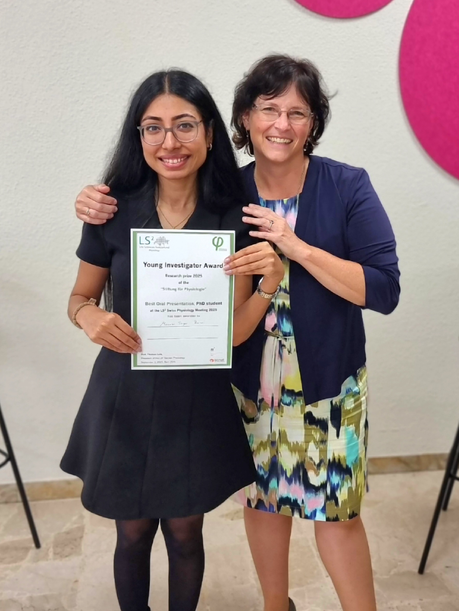 Young Investigator Award at the LS2 Swiss Physiology Meeting 2025